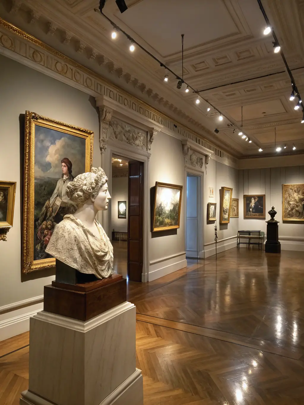 A professional shot of a restored painting being unveiled at the museum, celebrating the successful completion of a preservation project.