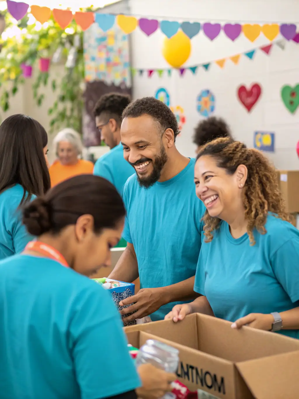 A photograph of volunteers assisting with a community outreach program organized by the Musée d'Angoulême, demonstrating the museum's commitment to social impact.