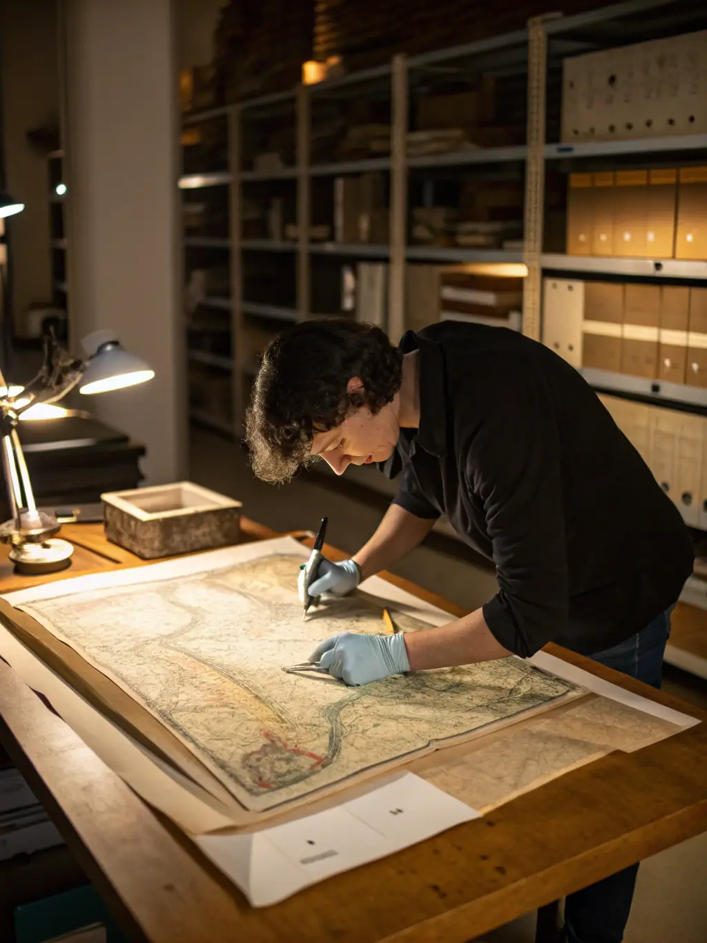 A photograph of a museum curator carefully restoring a historical artifact at the Musée d'Angoulême, emphasizing the importance of preservation.